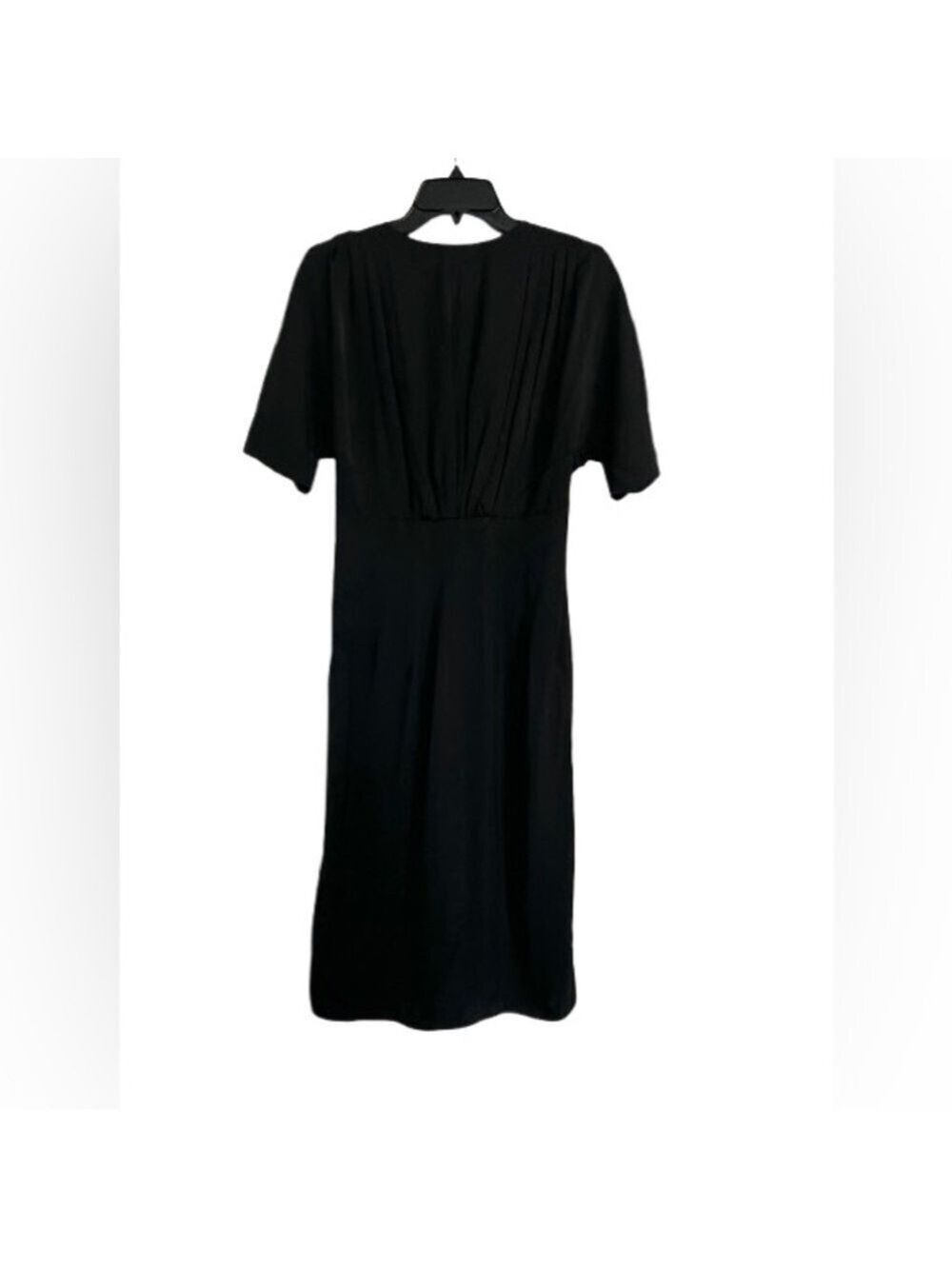 Prada Deep V Dolman Sleeved Black Midi Dress Size 40 - Picture 9 of 9